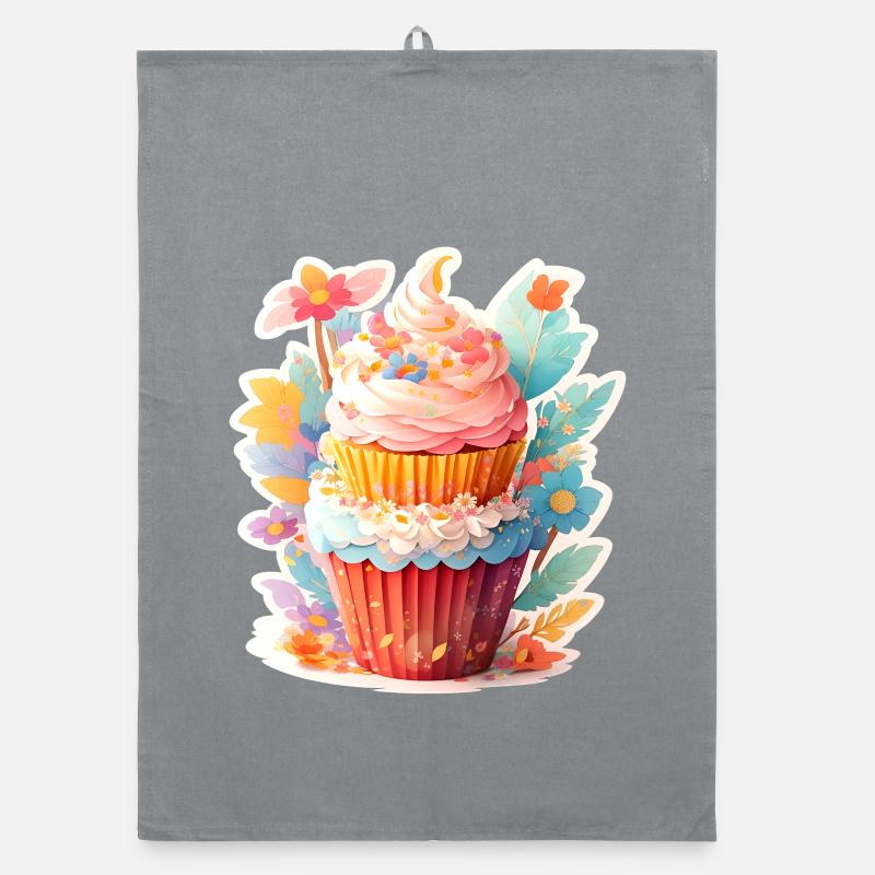 Blumen Cupcake  Organic Geschirrtuch