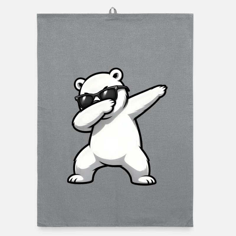 Dabbing Polar Bear Organic dish towel