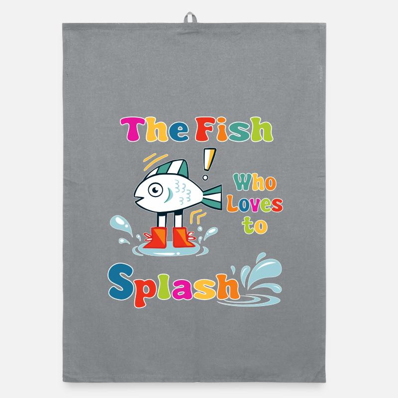 Le poisson qui adore barboter - Torchon bio - bruyère