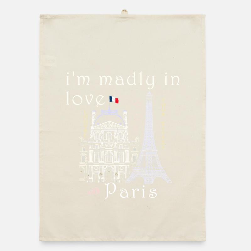 Paris, Louvre and Eiffel Tower hand-drawn Organic dish towel