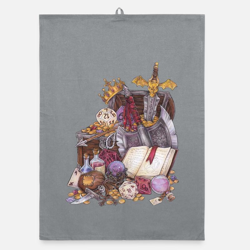 Coffre au trésor dans un donjon avec épée Magic Fantasy Torchon bio