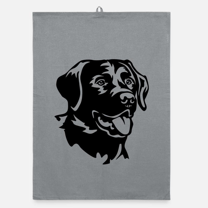 Labrador Kopf - Organic Geschirrtuch - Grau