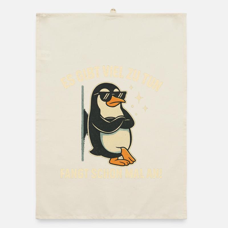 Pinguin mit Sonnenbrille Statement Organic Geschirrtuch