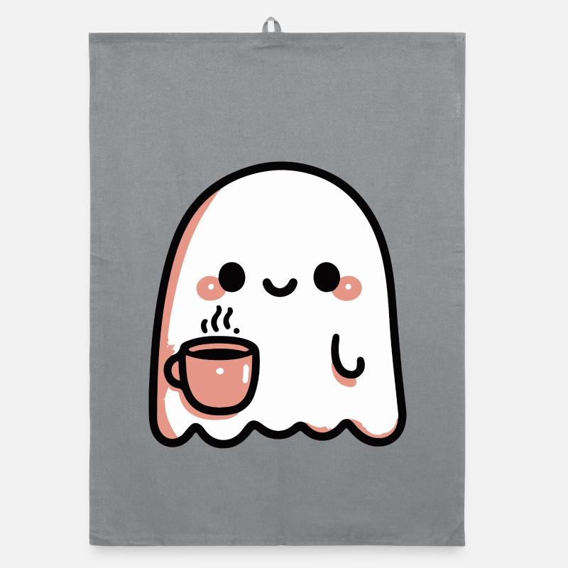 Ghost Kawaii Café Organic dish towel