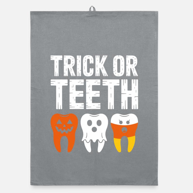 Trick or Teeth Halloween Tee Organic dish towel