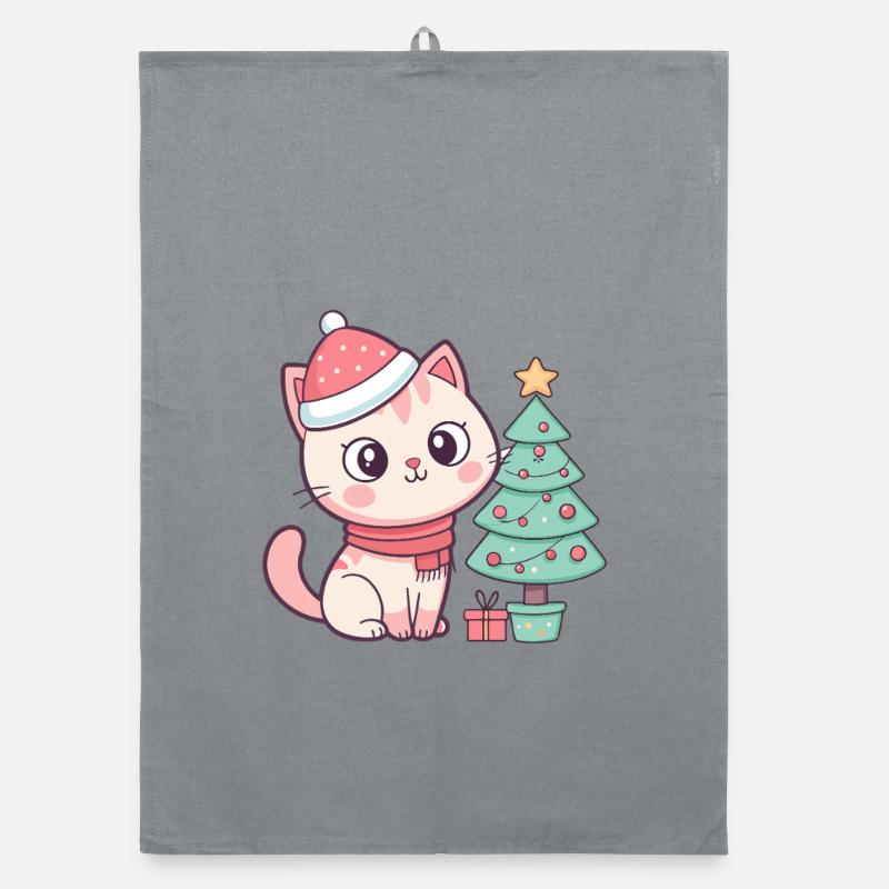 Weihnachtskätzchen am Baum Organic Geschirrtuch