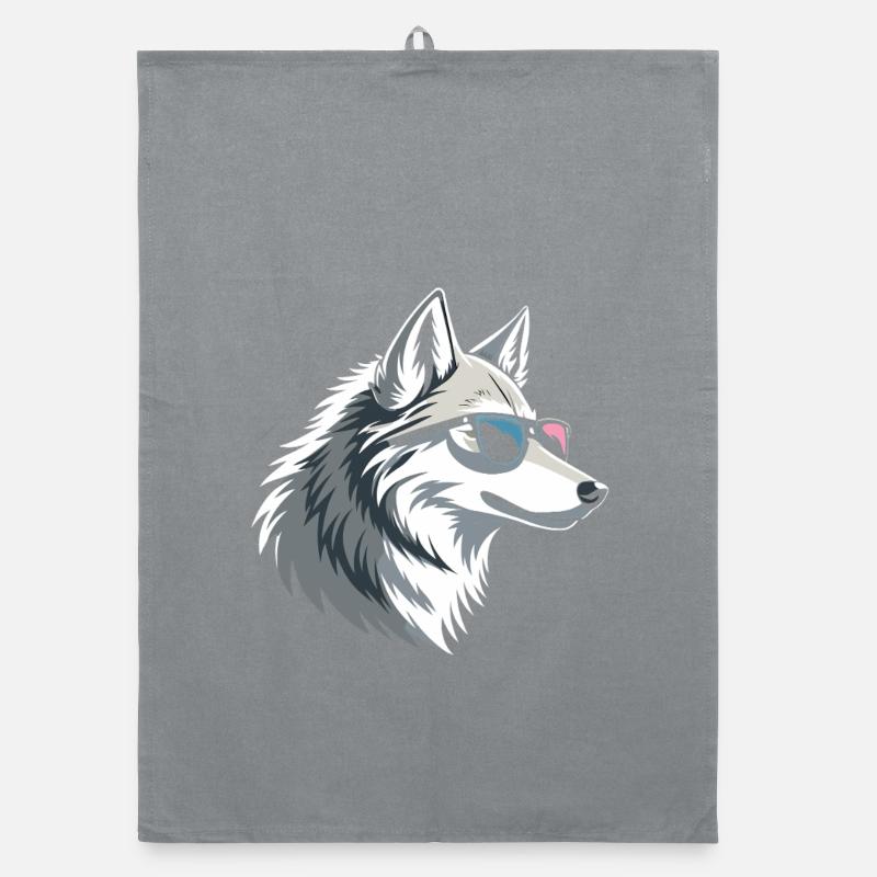 Wolf mit Brille im eisigen Stil Organic Geschirrtuch