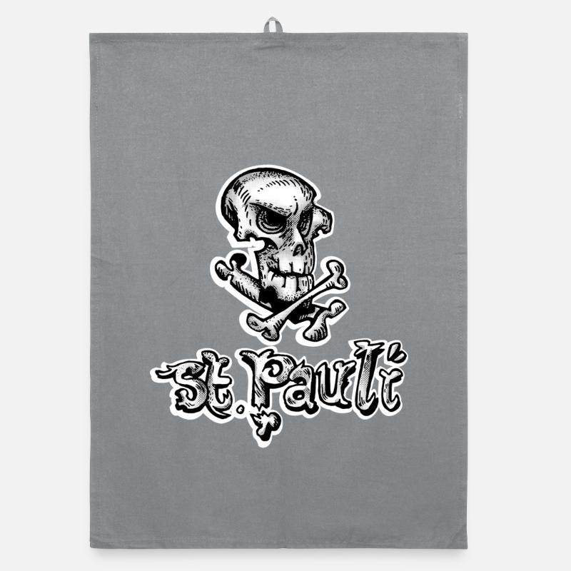 St Pauli Skull Graffiti - Organic Geschirrtuch - Grau