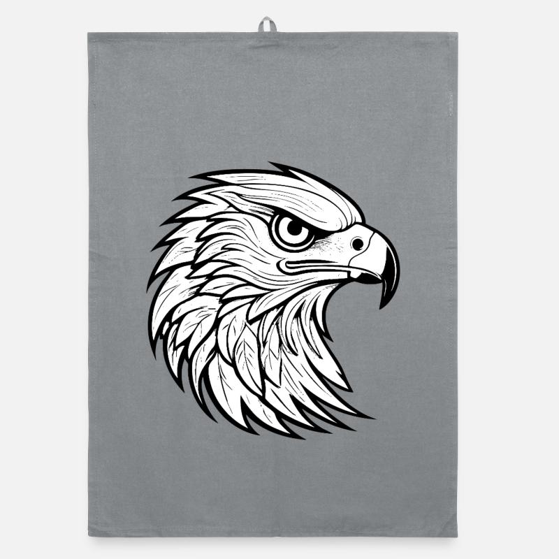 Stylized eagle head design Organic dish towel
