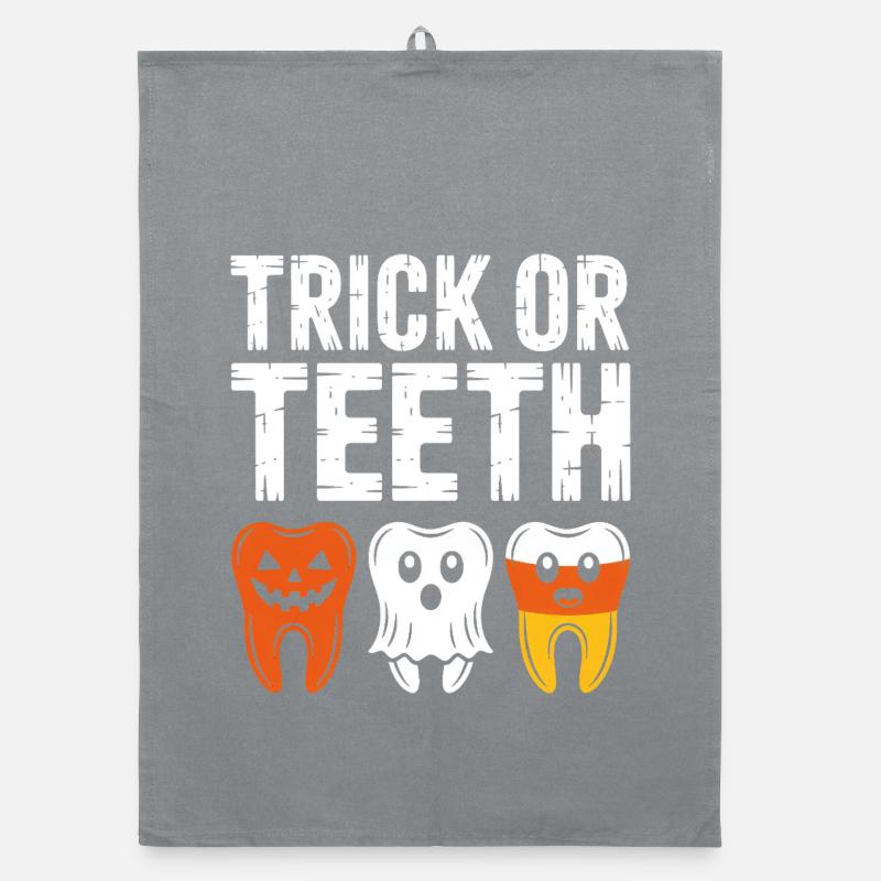 Trick or Teeth Halloween Tee Organic dish towel