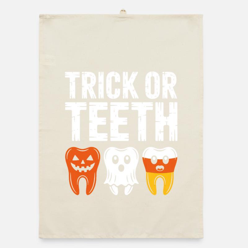 Trick oder Teeth Halloween-T-Shirt Organic Geschirrtuch
