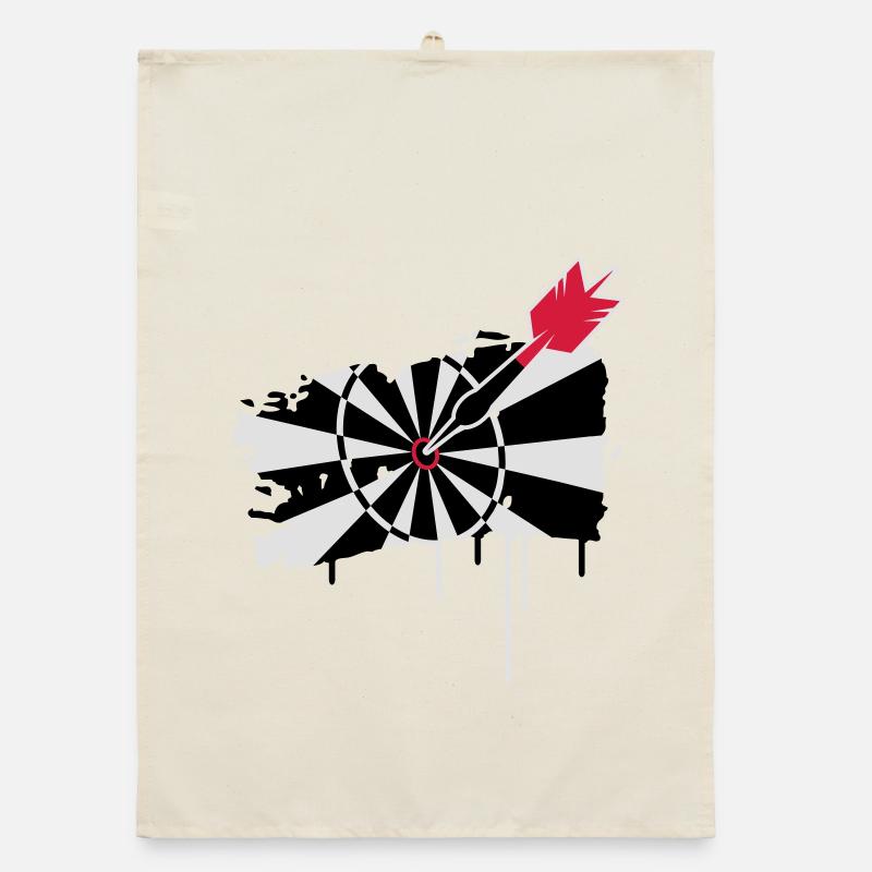 A dartboard with dart Organic dish towel