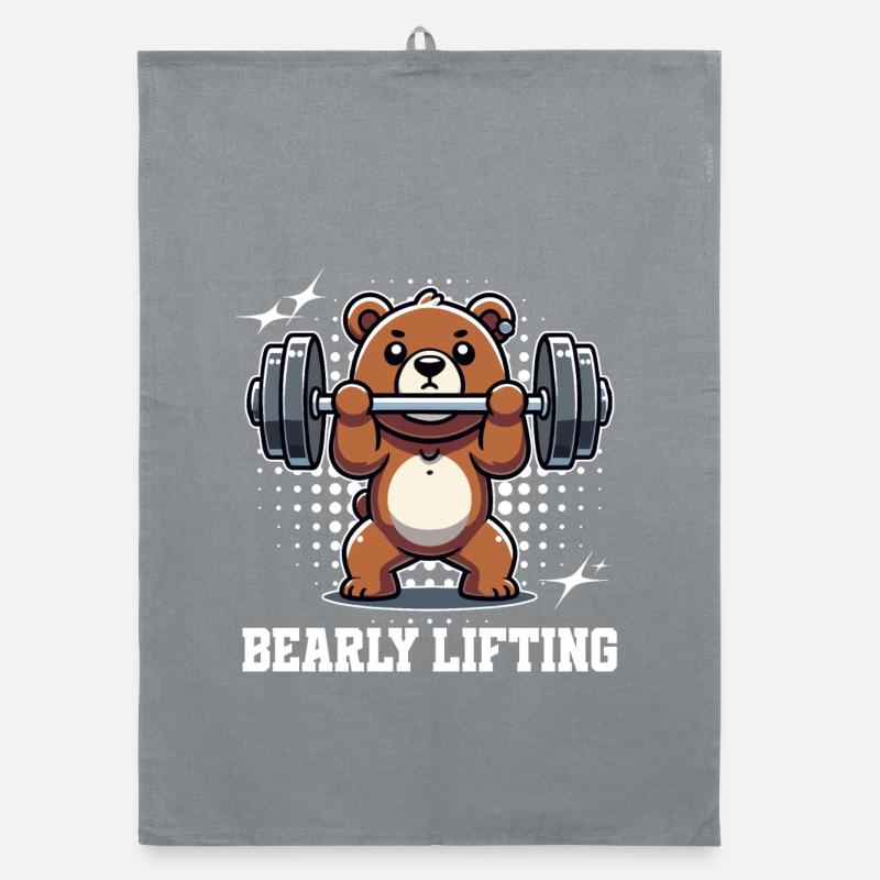 Bearly Lifting – Lustiges Teddy-Workout-Design Organic Geschirrtuch