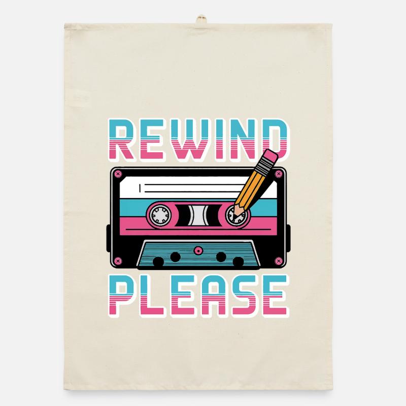 Rewind Please Kassette Retro Organic Geschirrtuch