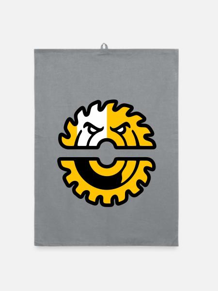 Circular Saw Mascot Logo - Organic dish towel - grey - Front