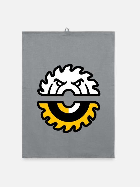 Kreissaege Gesicht Grafik - Organic Geschirrtuch - Grau - Vorne