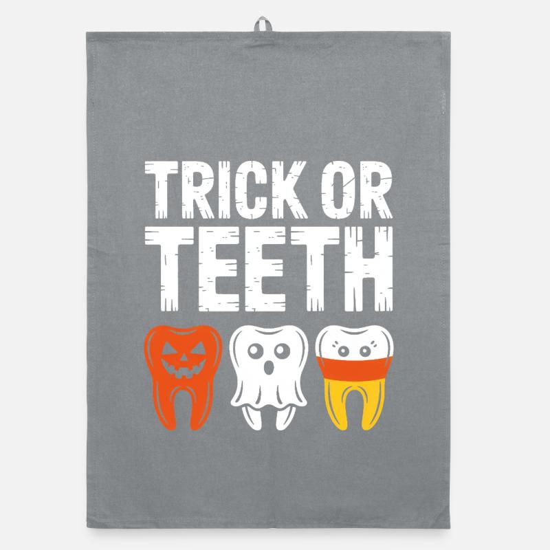 Trio d’Halloween Trick or Teeth Torchon bio
