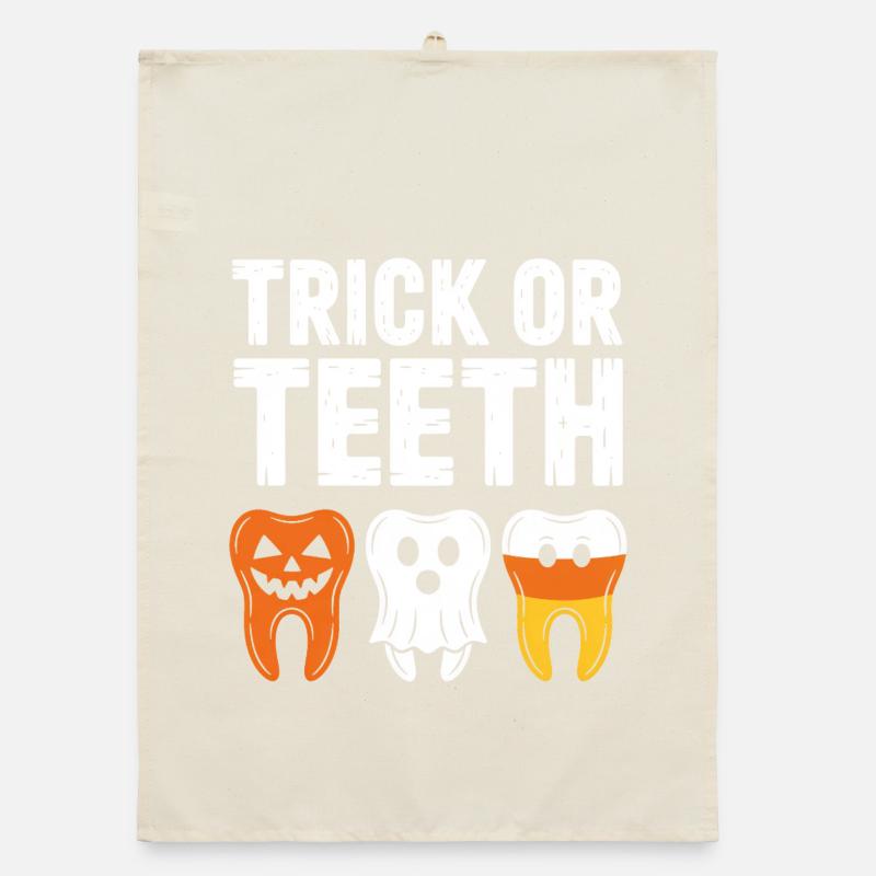 Trick oder Teeth: Halloween Teeth Trio Organic Geschirrtuch