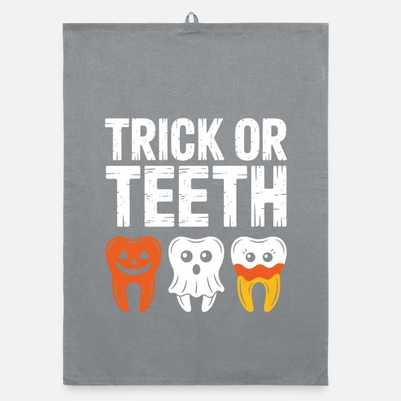 Trick or Teeth Halloween Tee Organic dish towel