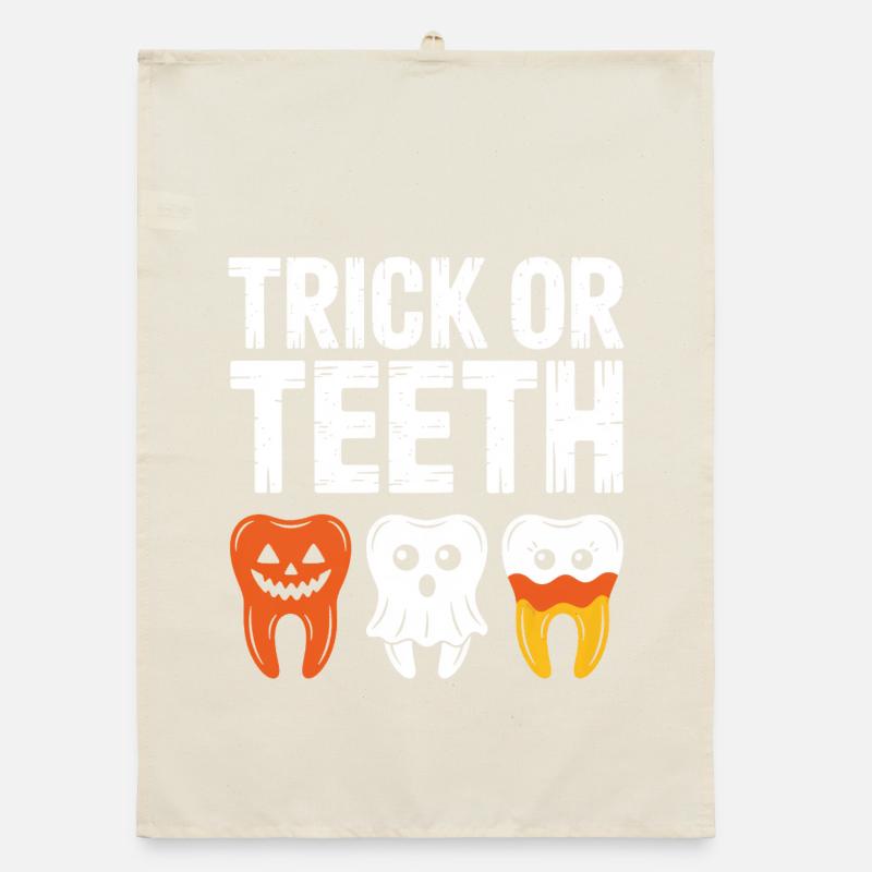 Trick oder Teeth Halloween-T-Shirt Organic Geschirrtuch