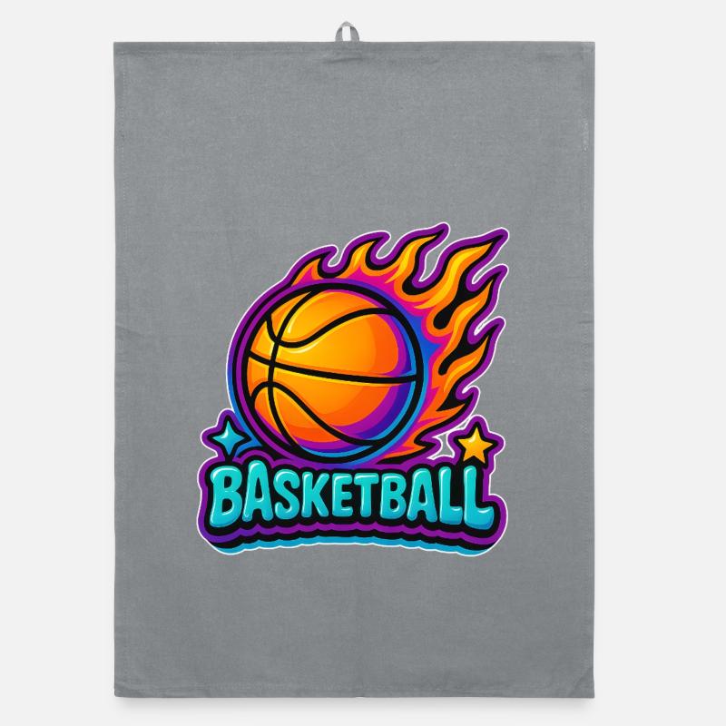 Feuriger Basketball mit Trendfarben Organic Geschirrtuch