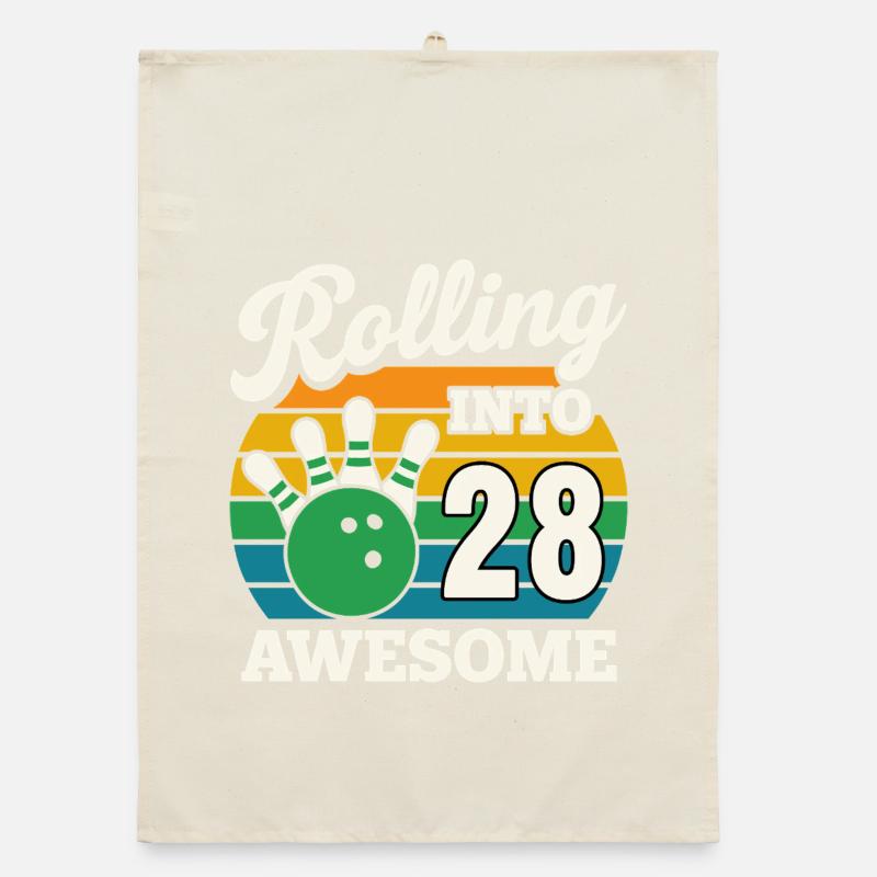 Bowling 28e anniversaire célébration graphique Torchon bio