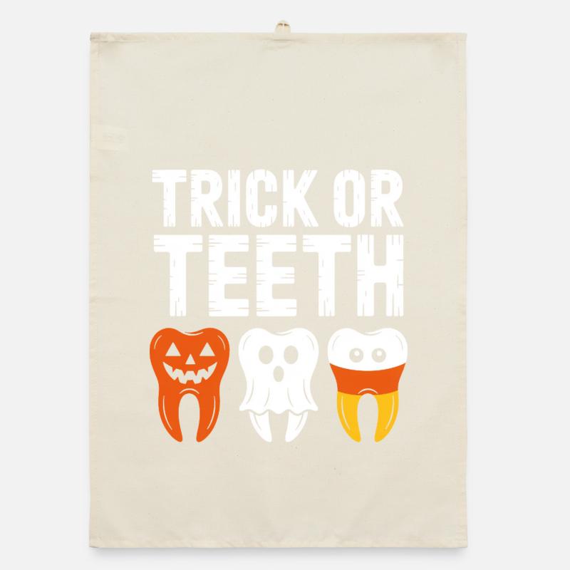 Trick or Teeth Halloween Tee Organic dish towel