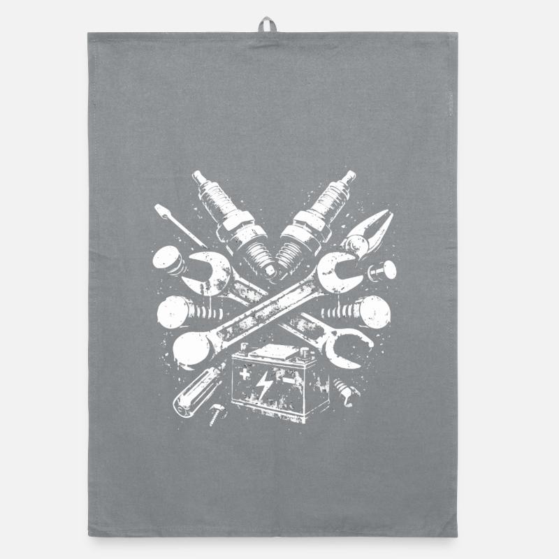 Mechanic Tool Grunge Spark Plug Battery Organic dish towel