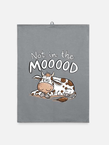 Not In The MOOOOD Kuh Wortspiel Tierhumor - Organic Geschirrtuch - Grau - Vorne