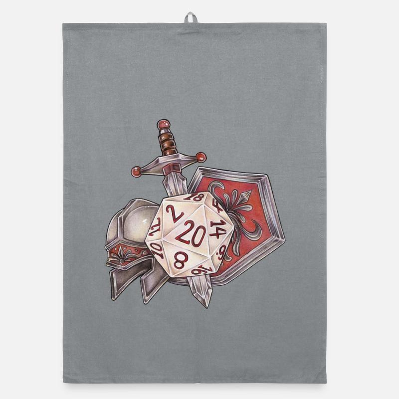RPG Tabletop D20 Dice Gift Fighter Organic dish towel