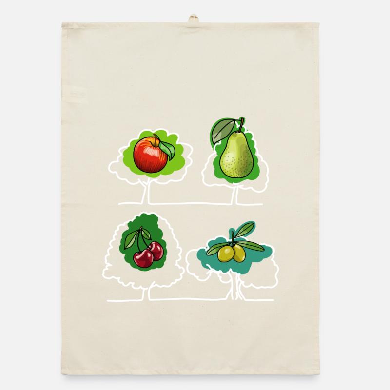 Apfel, Birne, Kirsche Organic Geschirrtuch