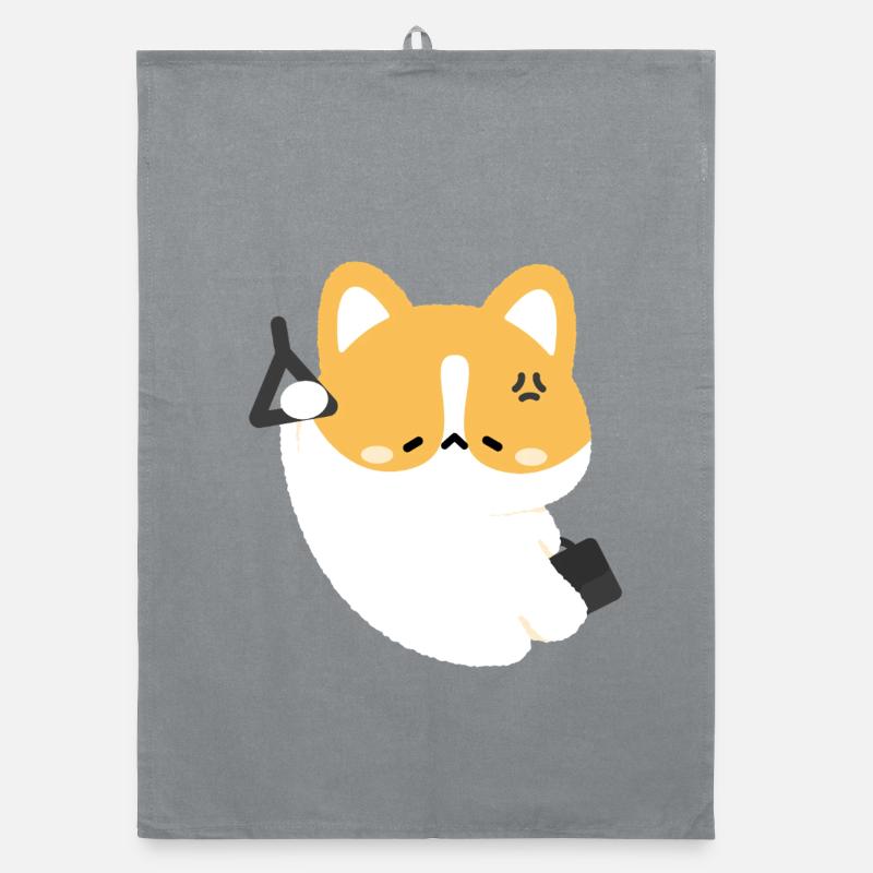 Tired Corgi Commute Organic dish towel