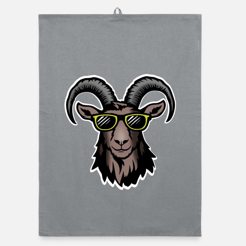 Chèvre de montagne cool avec lunettes de soleil Torchon bio