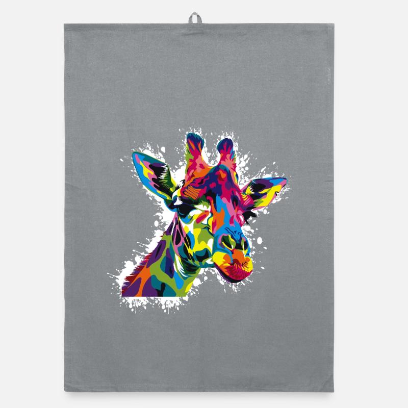 Farbige Giraffe Popart Organic Geschirrtuch