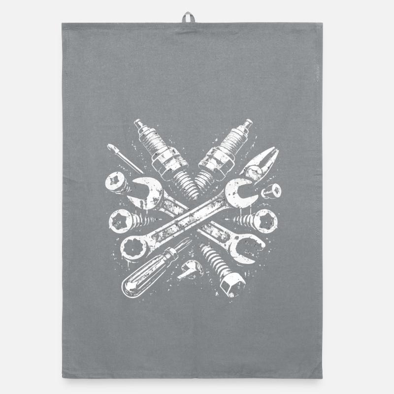 Tool Grunge Mechanic Spark Plug Design Organic dish towel