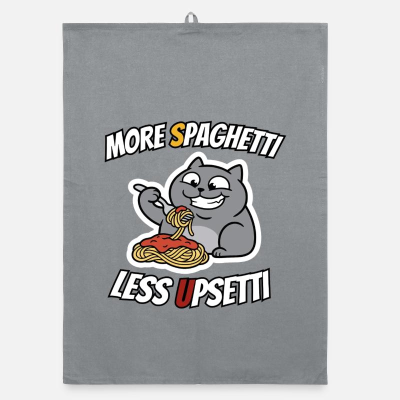 Fat Cat Eats Spaghetti More Spaghetti Less Ups Organic dish towel