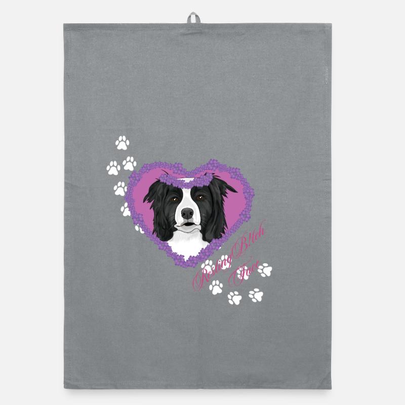 Ruhende B!tch Face Border Collie Organic Geschirrtuch