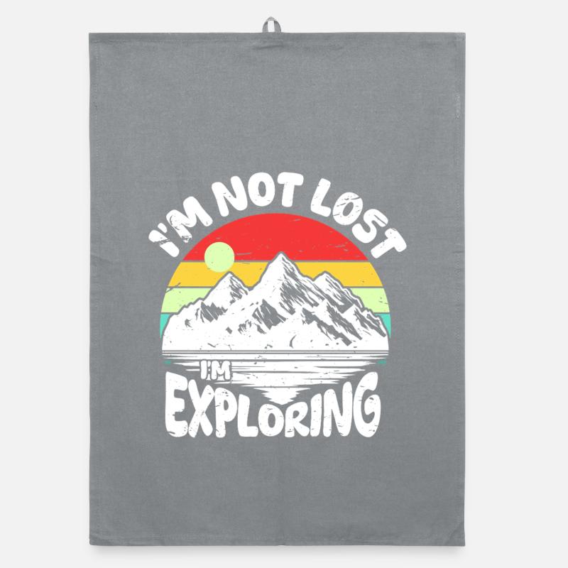 Retro Mountain Exploration Organic dish towel