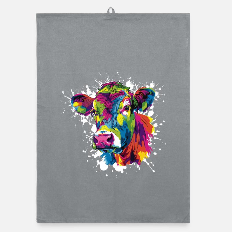 Explosion de couleurs Cow Pop Art Torchon bio