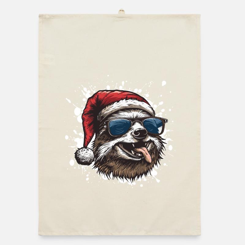 Sloth Christmas Funny Organic dish towel