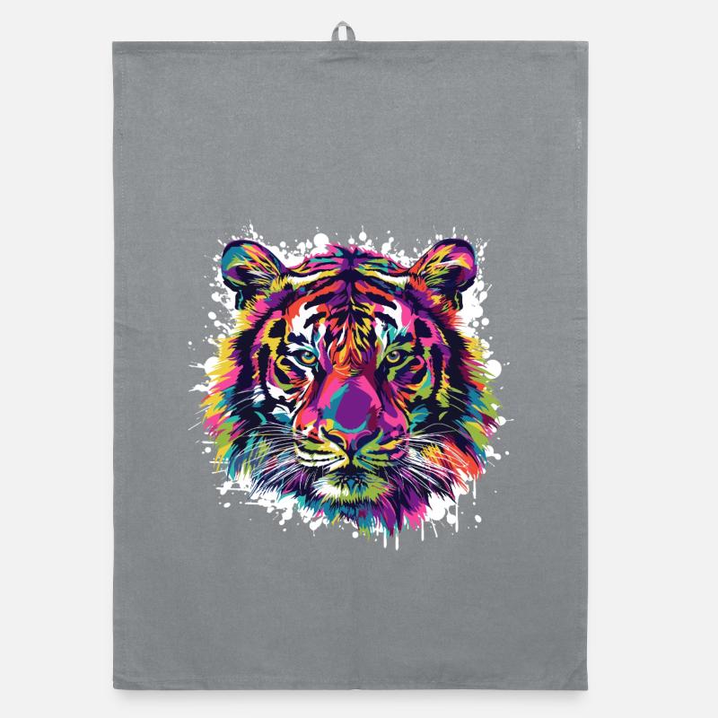 Tiger Tier Farbklecks Organic Geschirrtuch