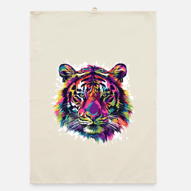 Tiger Tier Farbklecks Organic Geschirrtuch