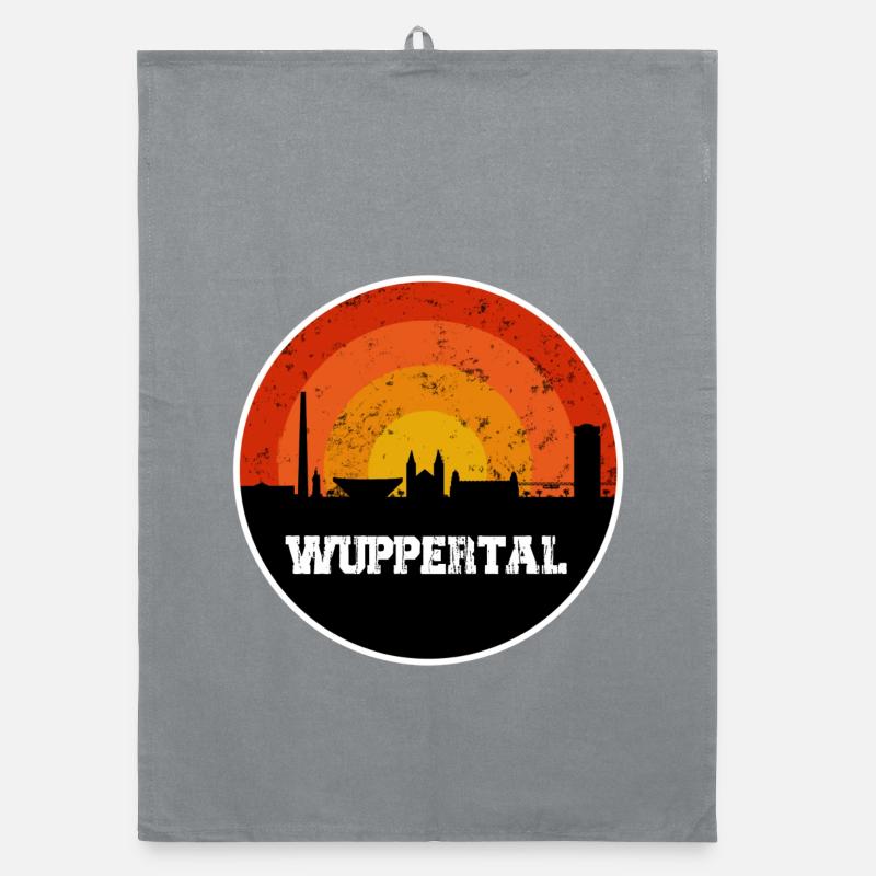 Wuppertal Skyline (Lights out) Organic Geschirrtuch