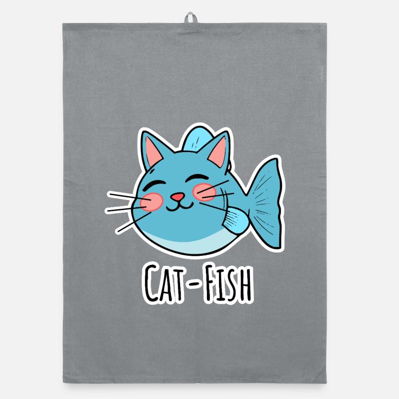 Cat-Fish - Half Cat, Half Fish or a Catfish! Organic dish towel