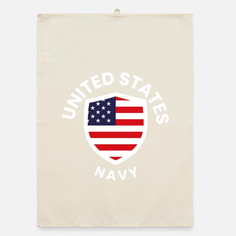 U.S. Flag Shield Navy Organic dish towel