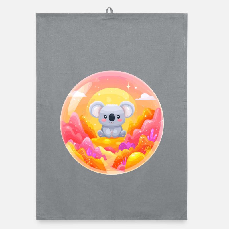Koala in Neon Wonderland Organic dish towel