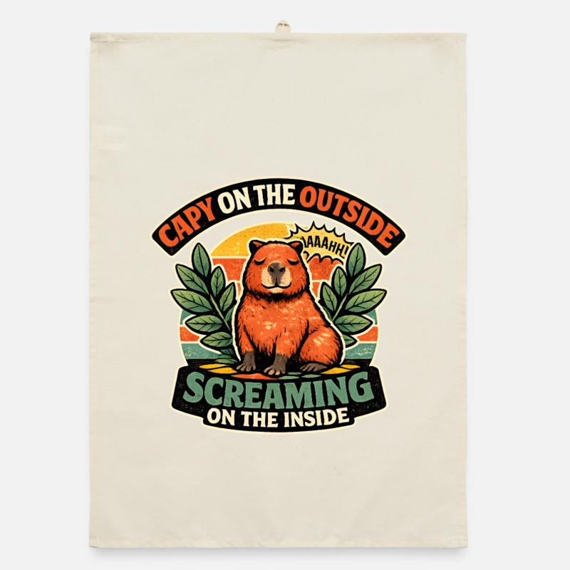 Capybara Outside Inside Screaming Organic dish towel