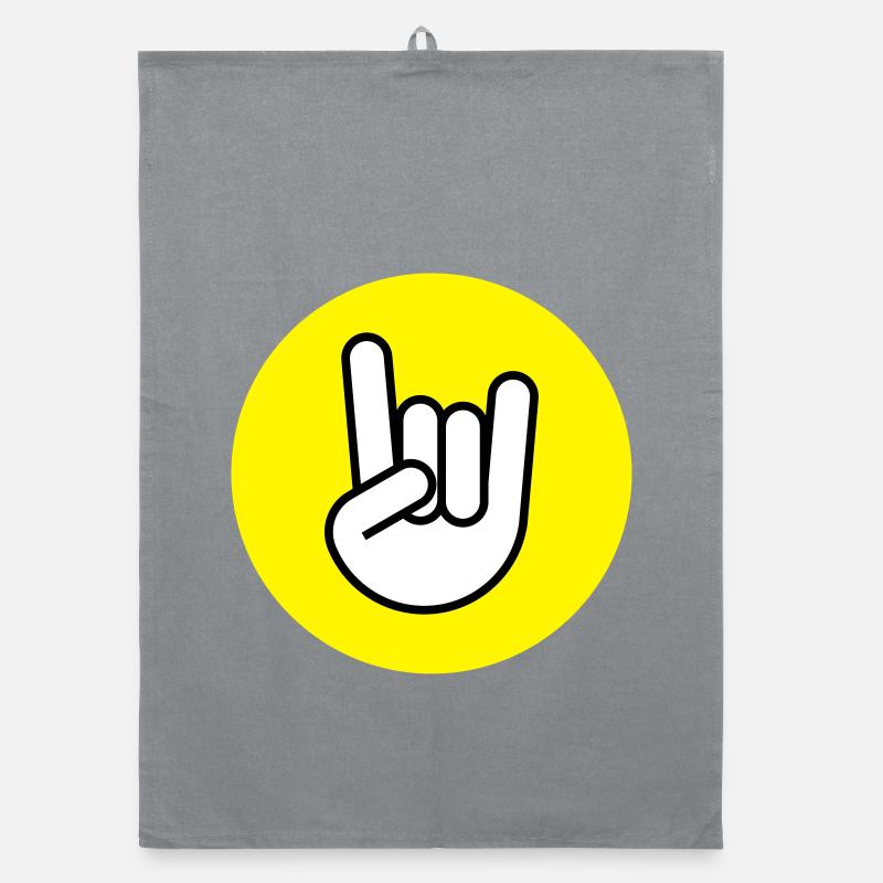 Pommes fork circle yellow Organic dish towel