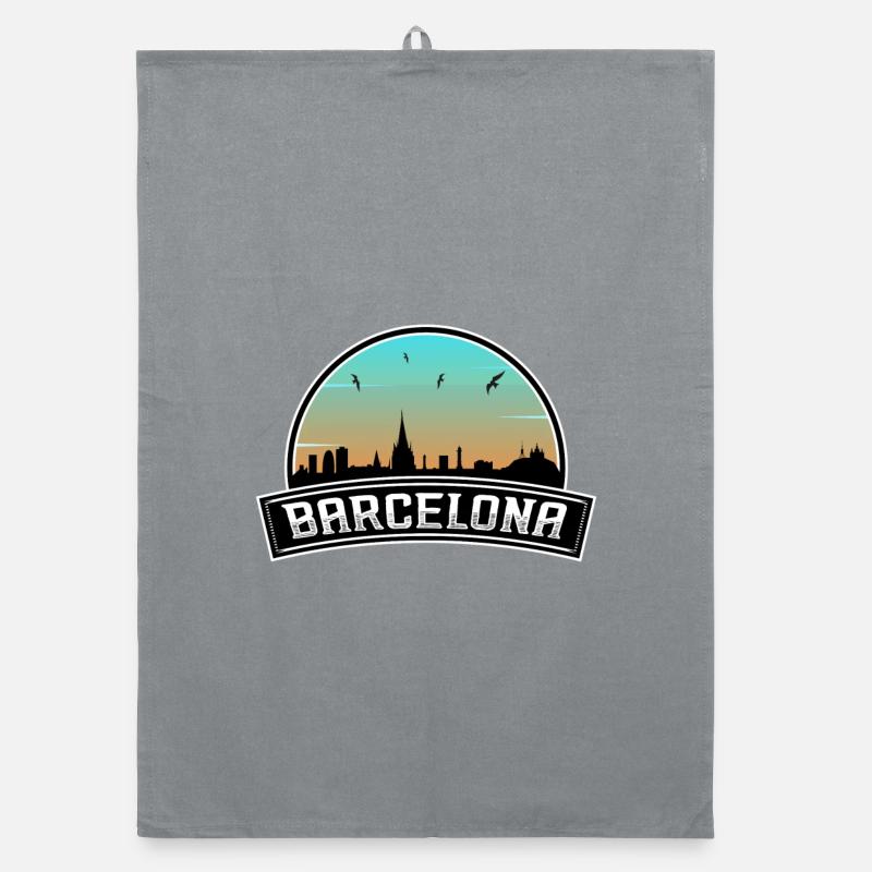 Barcelone Espagne Skyline Souvenir espagnol Torchon bio