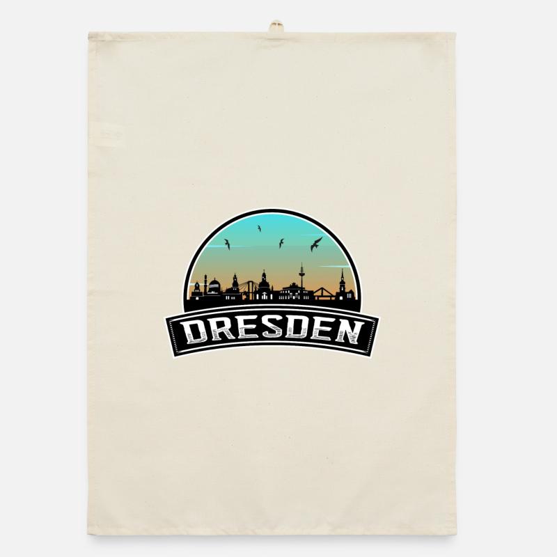 Dresden Germany Skyline German Souvenir Organic dish towel
